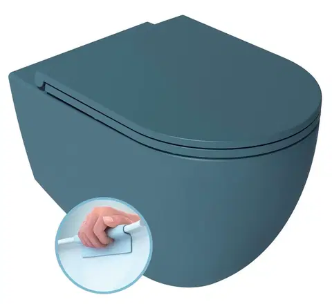Záchody ISVEA - INFINITY závesná WC misa, Rimless, 36,5x53cm, matná zelena Petrol 10NF02001-2P