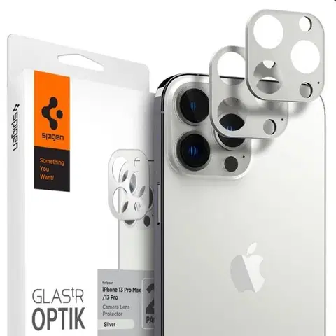 Puzdrá na mobilné telefóny Spigen ochranné sklo na fotoaparát pre iPhone 13 Pro/13 Pro Max, strieborné AGL04033