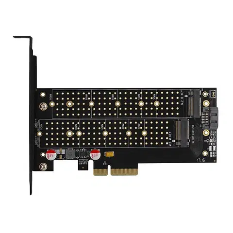 Výmenné kity a boxy AXAGON PCEM2-D PCI-E 3.0 4x - DUAL M.2 SSD (NVMe + SATA), dual voltage, up to 110mm SSD PCEM2-D