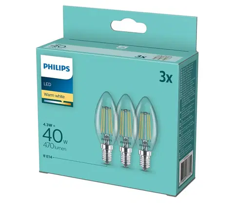 LED osvetlenie Philips SADA 3x LED Žiarovka Philips B35 E14/4,3W/230V 2700K 