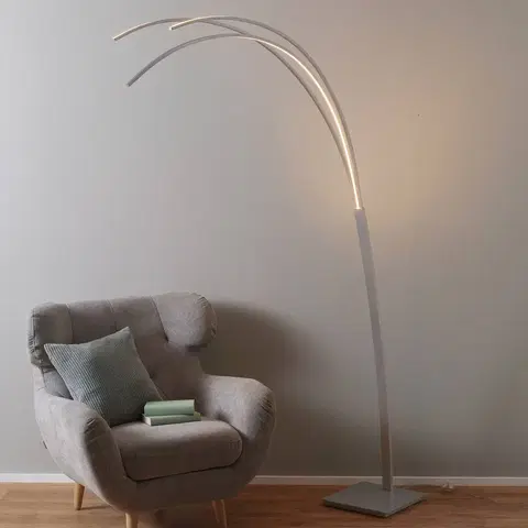Stojacie lampy do obývačky BOPP Bopp Bow – oblúkové LED svietidlo stmievateľné