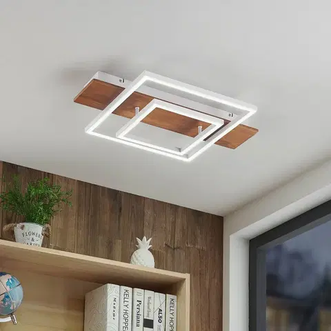 Stropné svietidlá Lucande Lucande Chariska LED stropné svietidlo drevo biele 60 cm