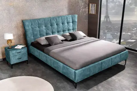 Postele LuxD Dizajnová posteľ Bailey 160 x 200 cm petrolejový zamat