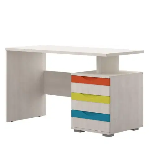 Moderné kancelárske stoly Psací Stůl JOY-KS3 polar pine/mango/lime/torquise
