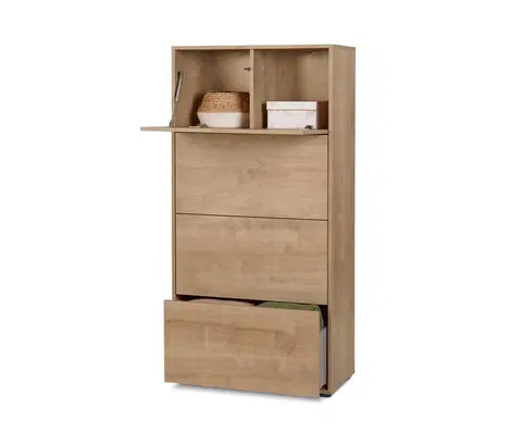 Bookcases & Standing Shelves Regálový modul »Flemming«, so zásuvkami a výklopnou doskou, cca 75 x 150 cm, dubový dekor