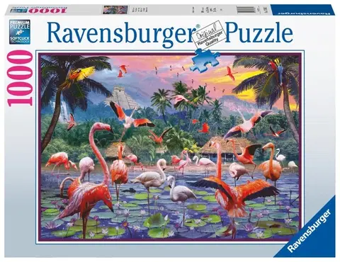 Hračky puzzle RAVENSBURGER - Ružové plameniaky 1000 dielikov