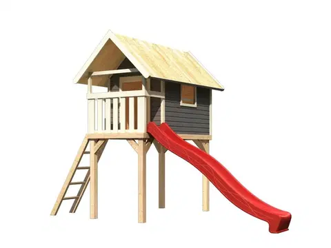 Hracie veže Detská hracia veža so šmýkačkou Dekorhome Červená
