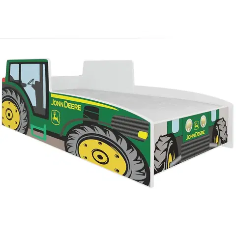 Jednolôžkové postele Detská Posteľ  Traktor 140 zelený + Matrac a Rošt