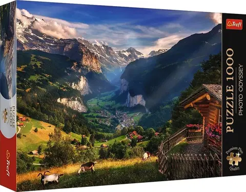 Hračky puzzle TREFL - Puzzle 1000 Premium Plus - Foto Odysea: Údolie Lauterbrunnen, Švajčiarsko
