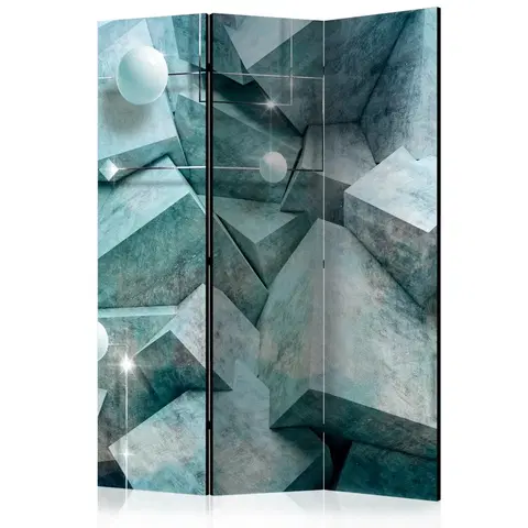 Paravány Paraván Concrete Cubes (Green) Dekorhome 135x172 cm (3-dielny)