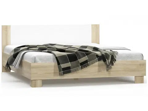 Postele NABBI Mateo LB-160 manželská posteľ s roštom 160x200 cm dub sonoma / biela