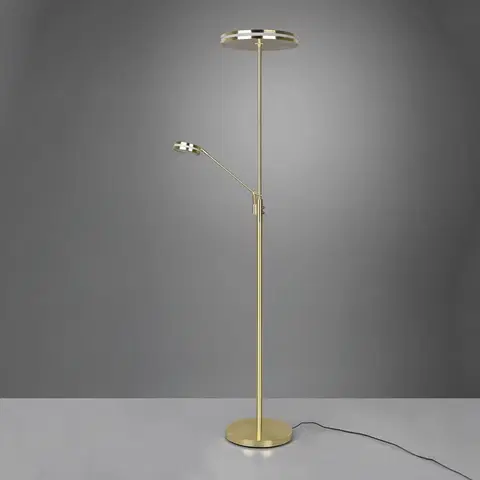 Stojacie lampy Trio Lighting LED lampa Franklin, lampa na čítanie, mosadz matná