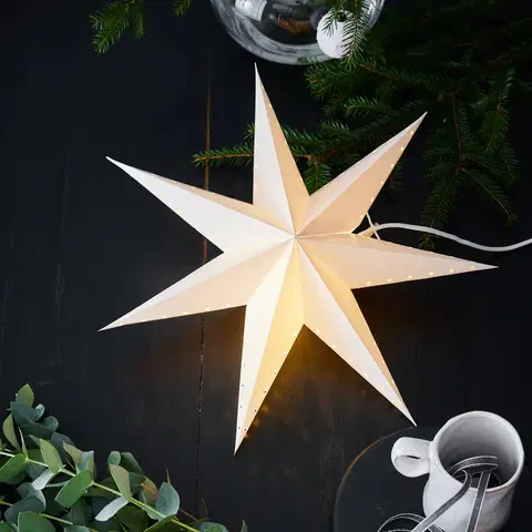 Vianočné svetelné hviezdy Markslöjd Živá dekoratívna hviezda, závesná, biela, Ø 45 cm