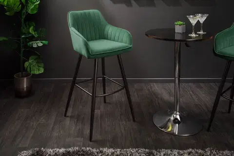 Barové stoličky LuxD Dizajnová barová stolička Esmeralda smaragdový zamat