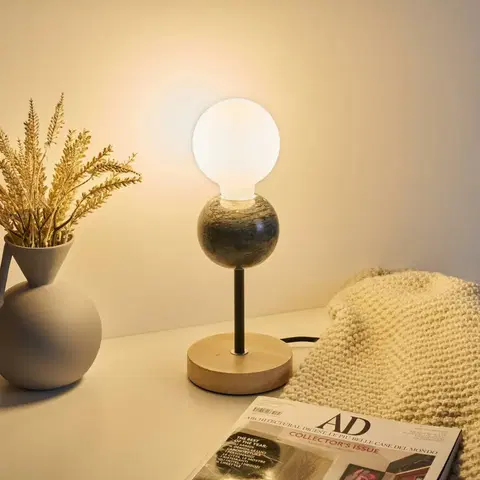 Lampy na nočný stolík Pauleen Pauleen Marble Dream stolná lampa podstavec drevo