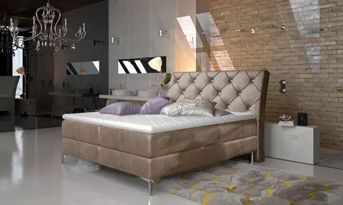 Postele NABBI Amika 160 čalúnená manželská posteľ s úložným priestorom hnedá