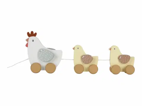 Drevené hračky LITTLE DUTCH - Ťahacia sliepočka s kuriatkami drevená Farma