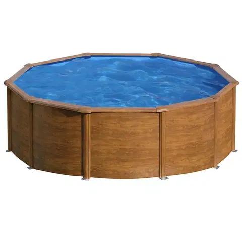 Bazény s oceľovou stenou Oceľový bazén okrúhly drevo PACIFIC 4.6X1.2M KIT460W GRE