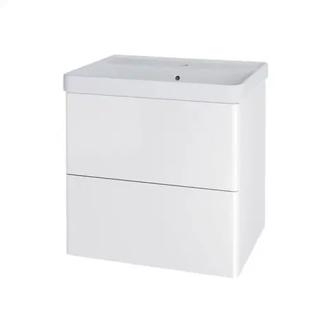 Kúpeľňový nábytok MEREO - Siena, kúpeľňová skrinka s keramickým umývadlom 61 cm, biela lesk CN410