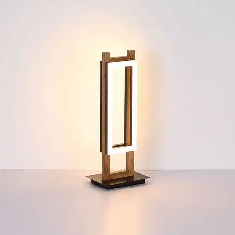 Stolové lampy Globo Stolová LED lampa Illa v drevenom dizajne