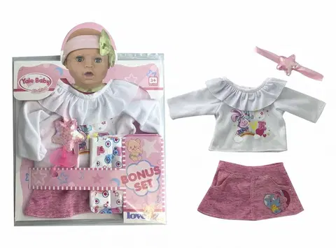 Hračky bábiky MAC TOYS - Biele tričko so sukňou na bábiku 40-43 cm