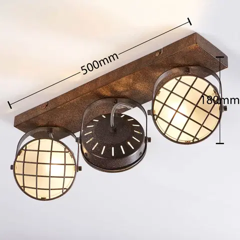 Bodové svetlá Lindby 3-plameň stropné LED svietidlo Tamin hrdzavohnedé