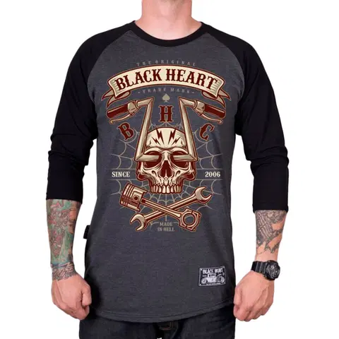 Pánske tričká Tričko BLACK HEART Chopper Skull RG šedá - M