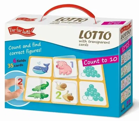 Hračky náučné a vedecké spoločenské hry FAR FAR LAND - Far far land Lotto s transparentnými kartami Počítanie