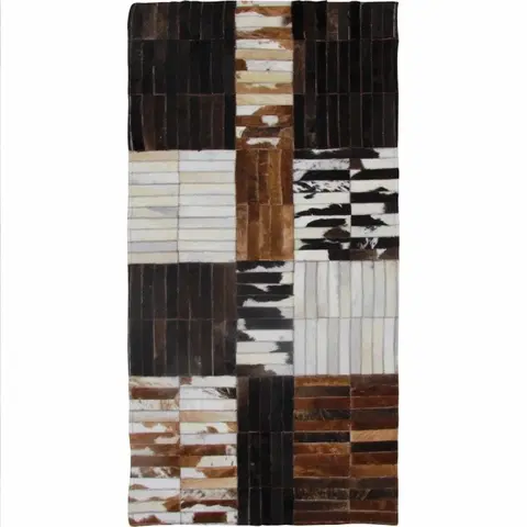 Koberce a koberčeky KONDELA Typ 4 kožený koberec 201x300 cm vzor patchwork