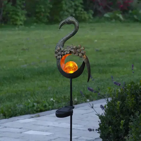 Solárne dekoračné osvetlenie STAR TRADING Solárne LED svietidlo Melilla Bird tvar plameniaka
