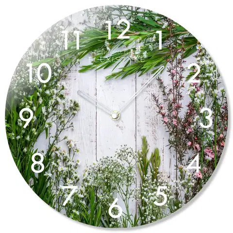 Hodiny Nástenné sklenené hodiny Herbs Flex z67f s-2-x, 30 cm