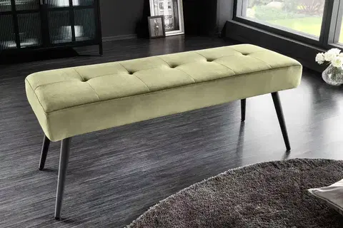 Lavice do jedálne LuxD Dizajnová lavica Bailey 100 cm olivovo-zelený zamat