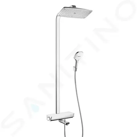 Kúpeľňové batérie HANSGROHE - Raindance Select Termostatická vaňová batéria Showerpipe 360 s príslušenstvom, biela/chróm 27113400