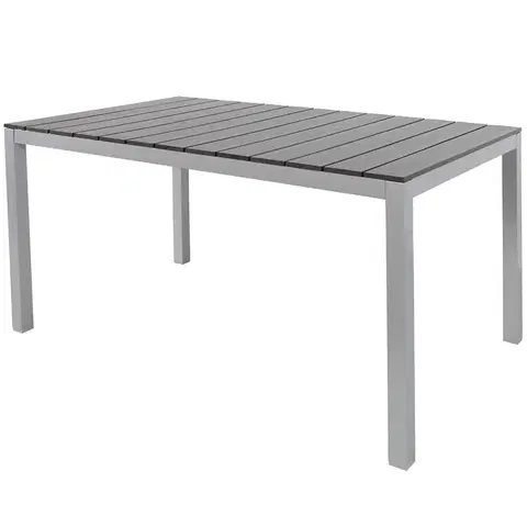 Záhradné stoly Stôl hliníkový Polywood strieborná/čierna