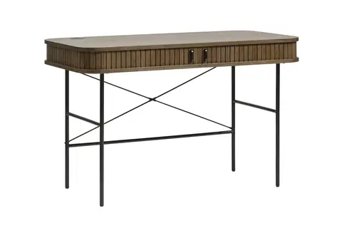 Písacie stoly Furniria Dizajnový písací stôl Vasiliy 120 cm dymový dub