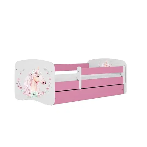 Jednolôžkové postele Detská Posteľ. Babydreams+Sz+M Ružová 70x140 Horse