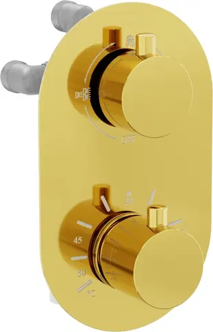 Vane MEXEN - Kai termostatická batérie sprcha / vaňa 3 výstupy, zlatá 77602-50