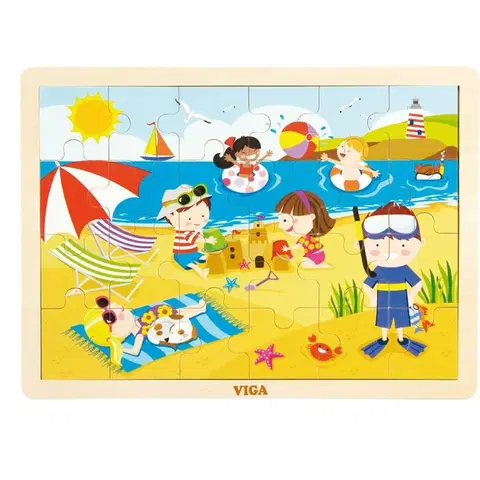 Hračky puzzle VIGA - Detské drevené puzzle Viga Leto