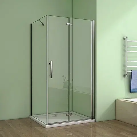 Sprchovacie kúty H K - Štvorcový sprchovací kút MELODY 80x80 cm sa zalamovacím dverami vrátane sprchovej vaničky z liateho mramoru SE-MELODYB88080 / SE-ROCKY-80sqm