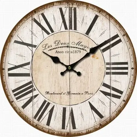 Hodiny Drevené nástenné hodiny Les Deux, pr. 34 cm