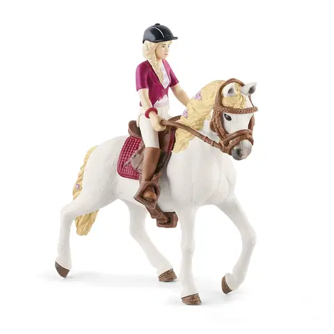 Drevené hračky Schleich 42540 Blondína Sofia s pohyblivými kĺbmi na koni, 15 cm