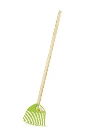 Detské náradie a nástroje Kinekus Hrable detské plastové, drevená násada, zelené 21x71 cm