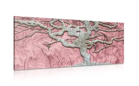 Obrazy stromy a listy Obraz abstraktný strom na dreve s ružovým kontrastom