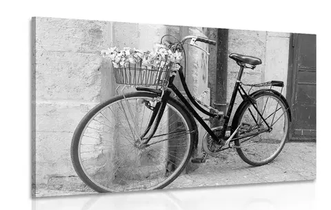 Čiernobiele obrazy Obraz rustikálny bicykel v čiernobielom prevedení