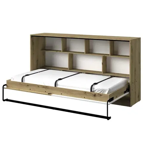 Jednolôžkové postele Sklápacia posteľ  horizontálne Nero 16  – Biely Lesk