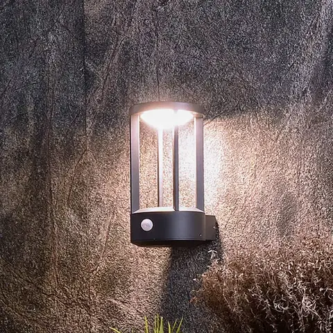 Vonkajšie nástenné svietidlá so senzorom Deko-Light Senzorové vonkajšie nástenné svietidlo Albaldah, LED, tmavosivé