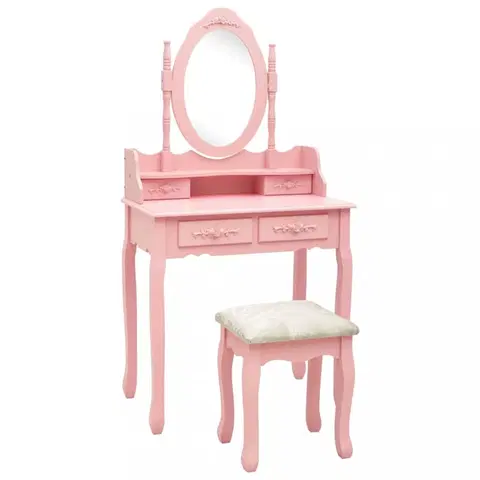 Nočné a toaletné stolíky Toaletný stolík s taburetom Dekorhome Ružová