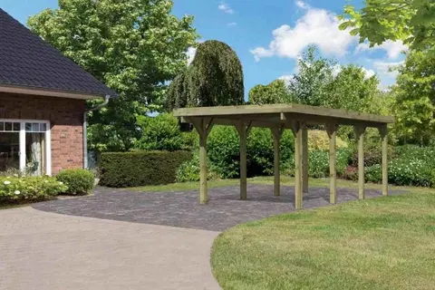 Záhradné domčeky Drevený prístrešok / carport CLASSIC 2A s plechmi Lanitplast