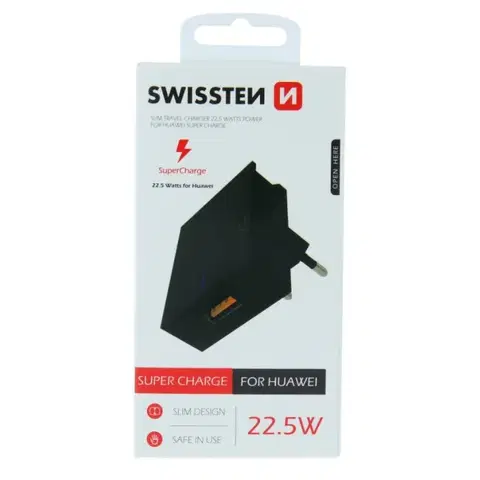 Nabíjačky pre mobilné telefóny Rýchlonabíjačka Swissten Huawei Super Charge 22.5W, čierna 22049700
