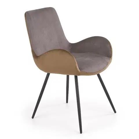 Čalúnené stoličky Stolička K392 tkanina/kov tmavý popol/hnedá 53x60x82